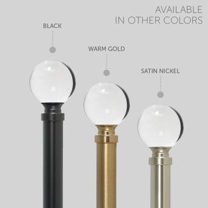 Ivilon Drapery Treatment Window Curtain Rod - Acrylic Ball 1 inch Pole. 28 to 48